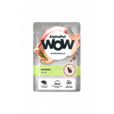 AlphaPet WOW Superpremium Влажный полнорационный корм для взрослых кошек паштет с кроликом 85г